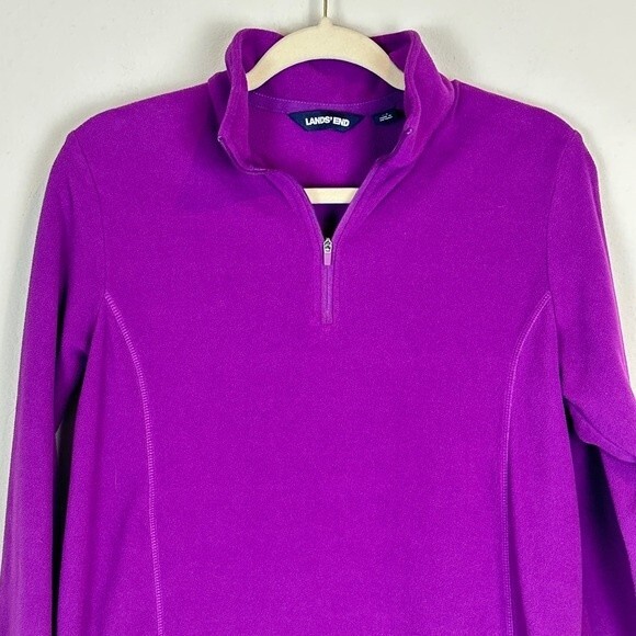 Lands’ End Lightweight Fleece Quarter Zip Pullover Purple S - Picture 2 of 8